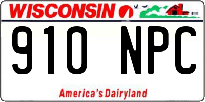 WI license plate 910NPC