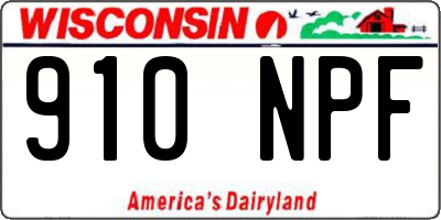 WI license plate 910NPF