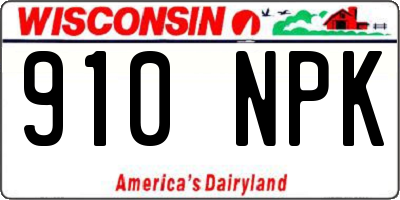 WI license plate 910NPK