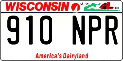 WI license plate 910NPR