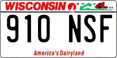 WI license plate 910NSF