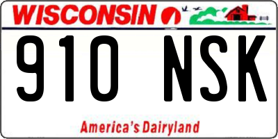 WI license plate 910NSK