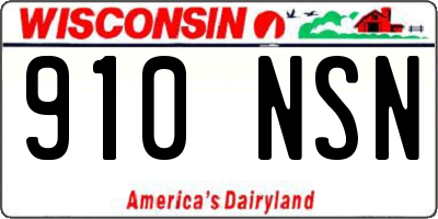 WI license plate 910NSN