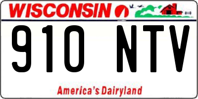 WI license plate 910NTV