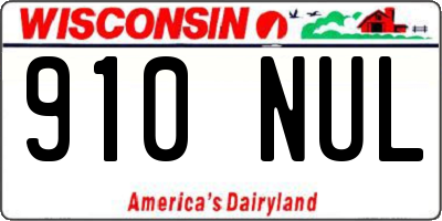 WI license plate 910NUL