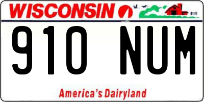WI license plate 910NUM