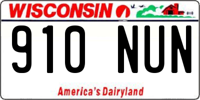 WI license plate 910NUN