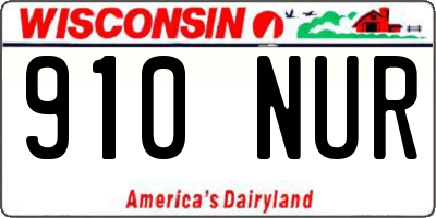 WI license plate 910NUR