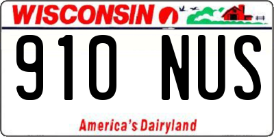 WI license plate 910NUS
