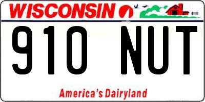 WI license plate 910NUT