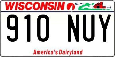 WI license plate 910NUY