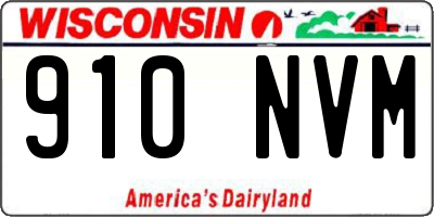 WI license plate 910NVM