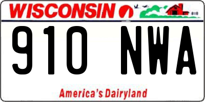 WI license plate 910NWA