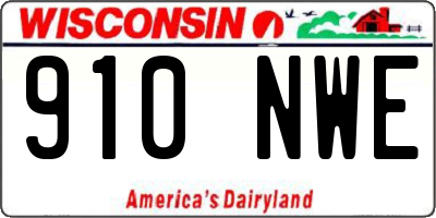 WI license plate 910NWE