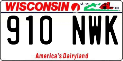 WI license plate 910NWK