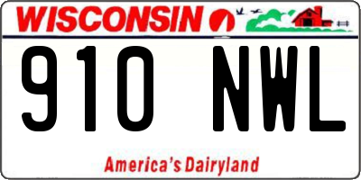 WI license plate 910NWL