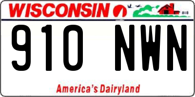 WI license plate 910NWN