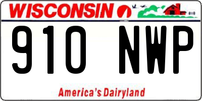 WI license plate 910NWP