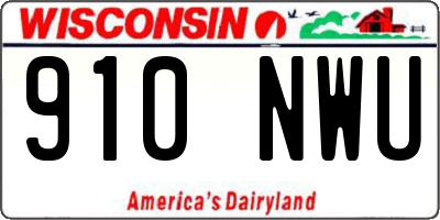 WI license plate 910NWU