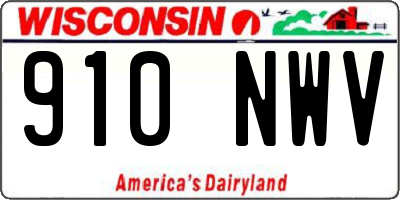 WI license plate 910NWV