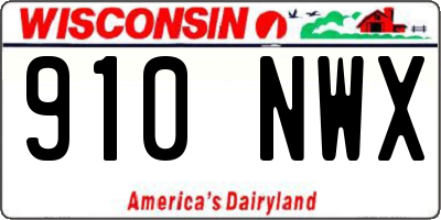 WI license plate 910NWX