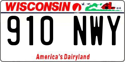 WI license plate 910NWY