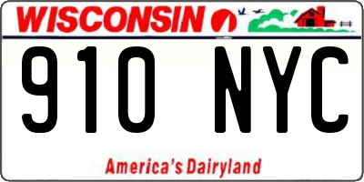 WI license plate 910NYC