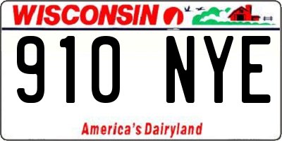 WI license plate 910NYE