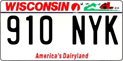 WI license plate 910NYK