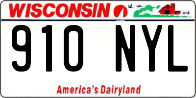 WI license plate 910NYL