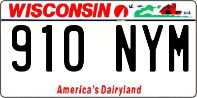 WI license plate 910NYM