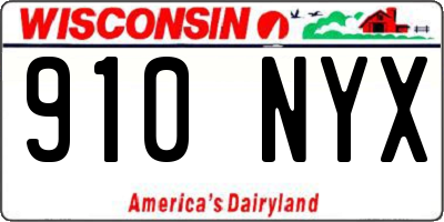 WI license plate 910NYX