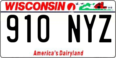 WI license plate 910NYZ