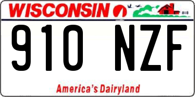 WI license plate 910NZF