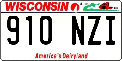WI license plate 910NZI