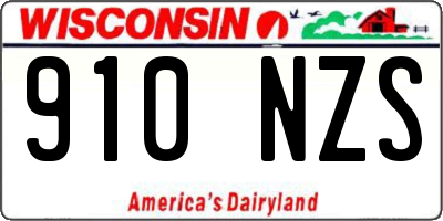 WI license plate 910NZS