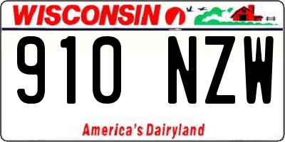 WI license plate 910NZW