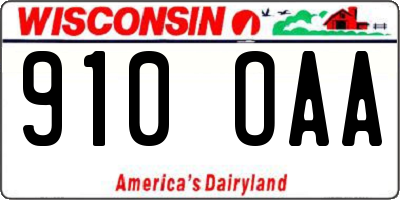 WI license plate 910OAA