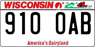 WI license plate 910OAB