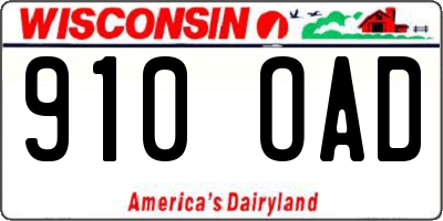 WI license plate 910OAD