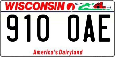 WI license plate 910OAE