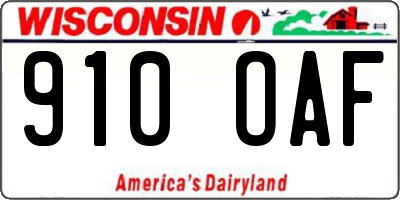 WI license plate 910OAF