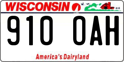 WI license plate 910OAH