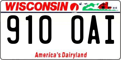 WI license plate 910OAI
