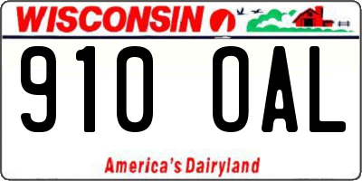 WI license plate 910OAL
