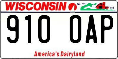 WI license plate 910OAP
