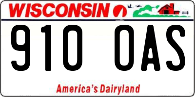 WI license plate 910OAS