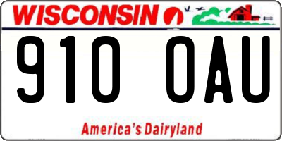 WI license plate 910OAU