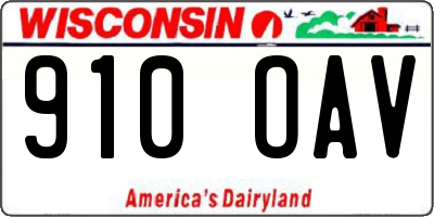 WI license plate 910OAV