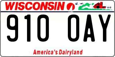 WI license plate 910OAY